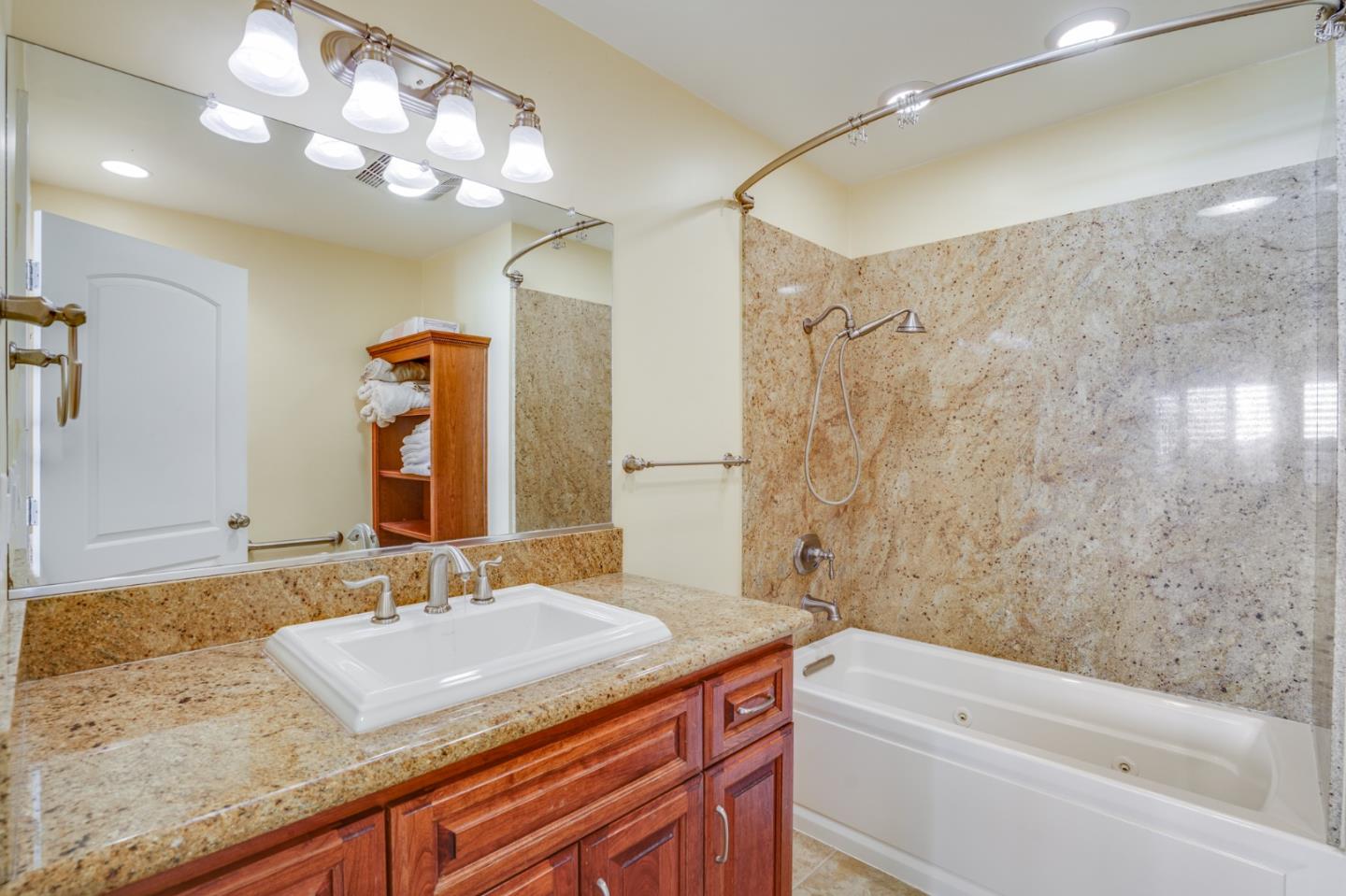 1630 Cross Way San Jose, CA 95125 - Photo 16 of 52 a bathroom with a granite countertop sink a toilet and shower