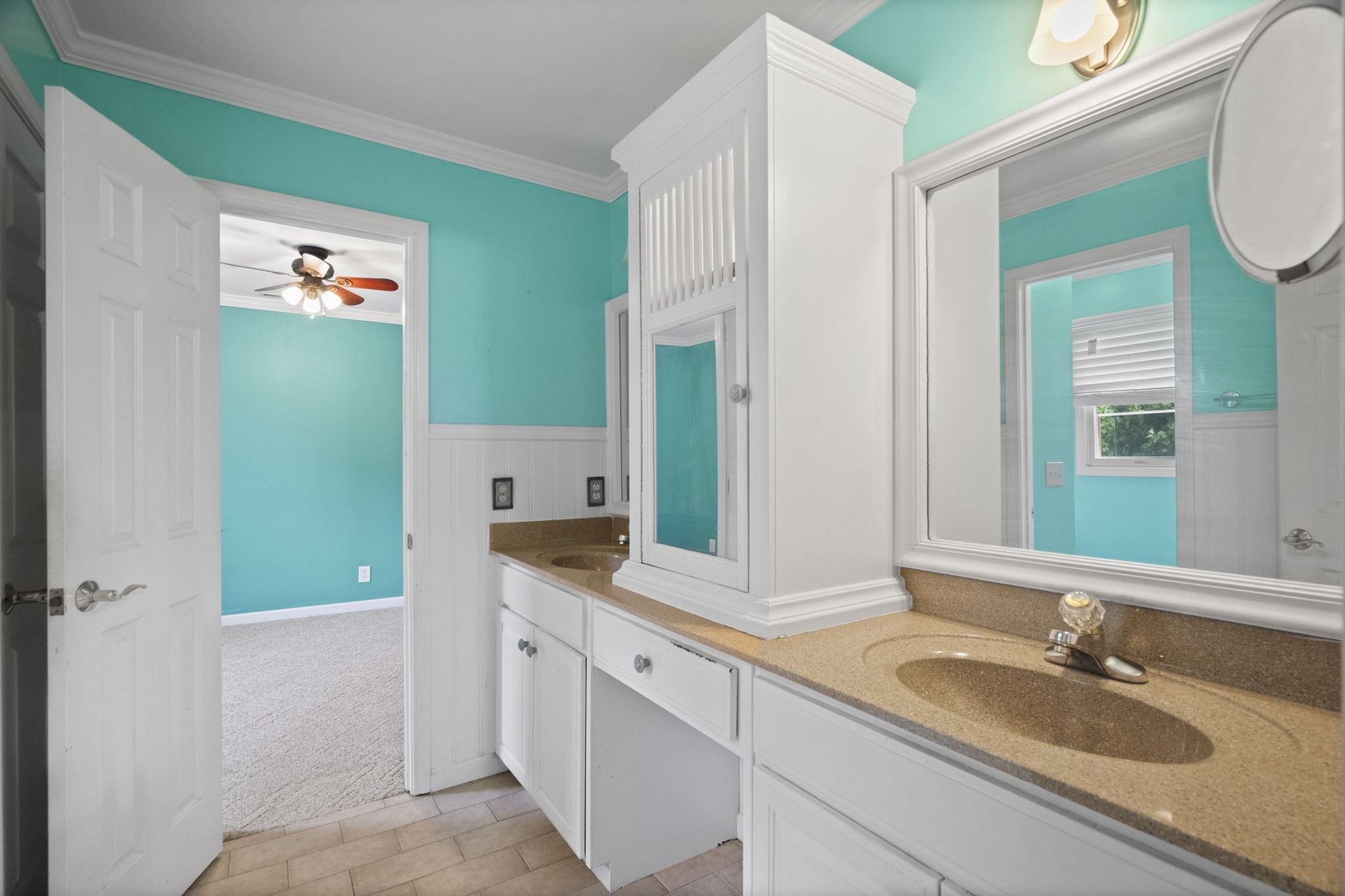 7144 Bidwell Road Joelton, TN 37080 - Photo 44 of 60 a bathroom with a granite countertop double vanity sink a mirror and a