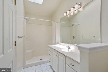 312 Blenny Lane Chester, MD 21619 - Photo 35 of 44 a bathroom with a shower a sink and a mirror
