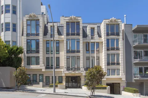 a front view of a multi story building