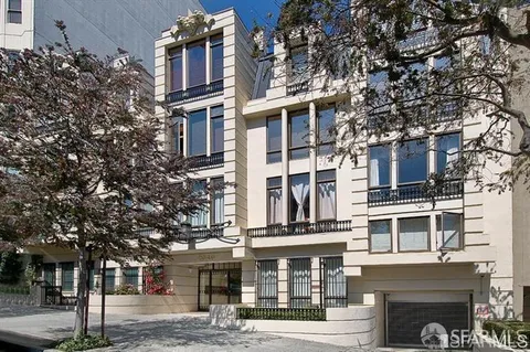 a front view of a multi story building