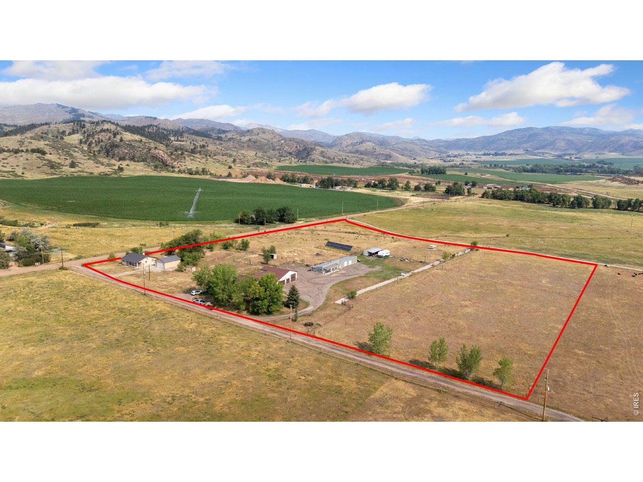 54 Rist View Road Bellvue, CO 80512 - Photo 48 of 50 Aerial toward NW with property outlined in red