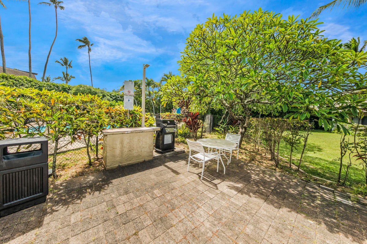 525 Aleka Loop, Unit G5 Kapaa, HI 96746 - Photo 10 of 26 a view of a patio with table and chairs and potted plants