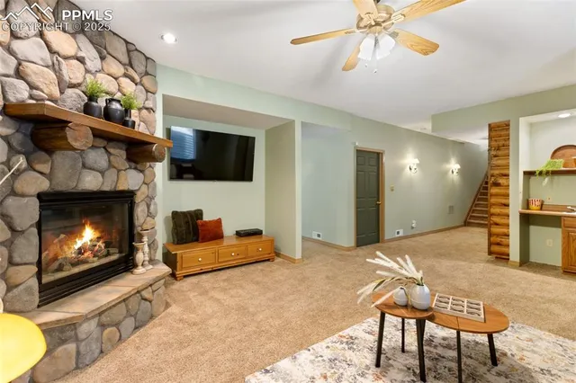 a workspace with a potted plant