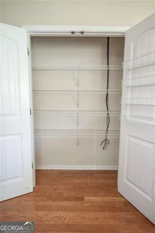 a view of a room with empty racks