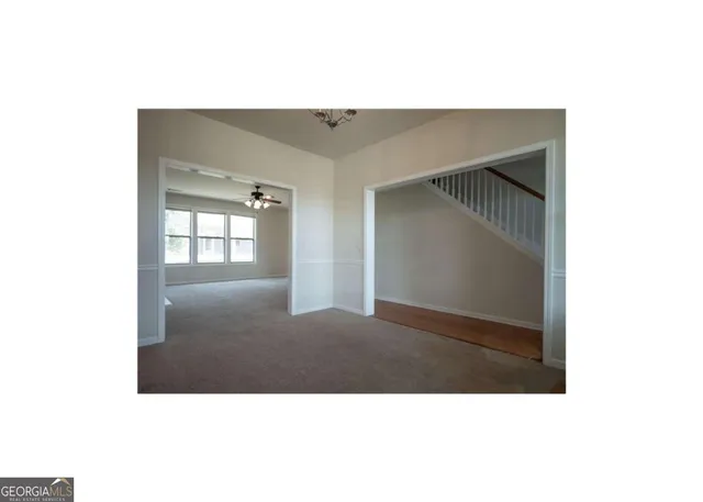 a upper view of a hallway with front door