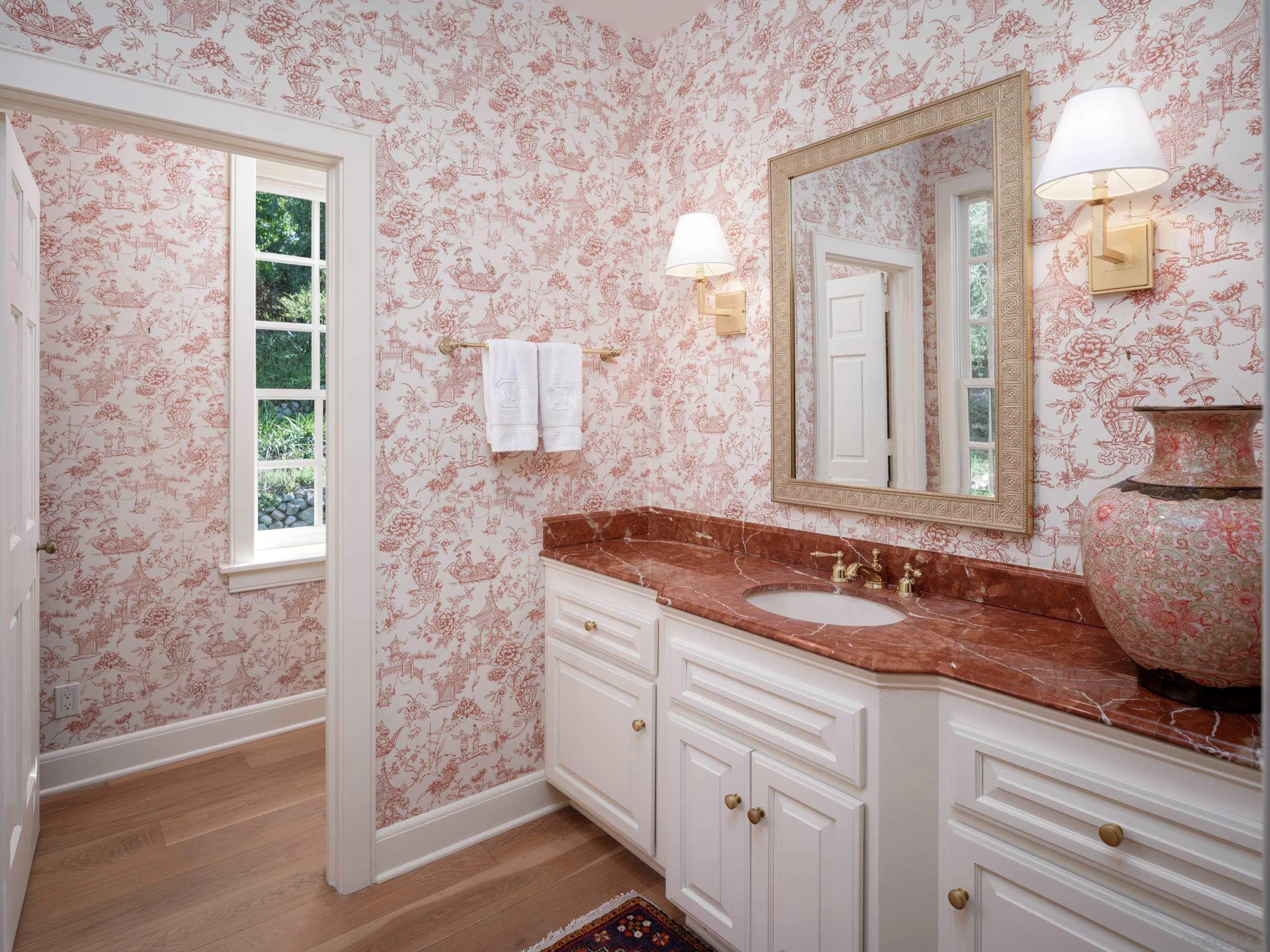 6502 Via Vista Canada Rancho Santa Fe, CA 92067 - Photo 26 of 55 a bathroom with a granite countertop sink and a mirror
