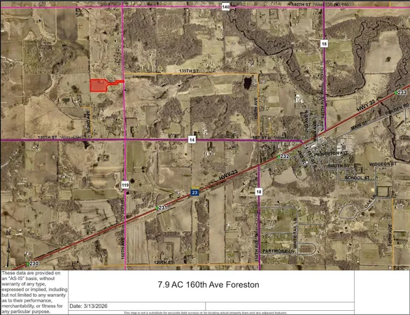 $89,000 | Tbd 7.99-ac Tbd 7.99-ac 160th Avenue, Foreston, MN 56330