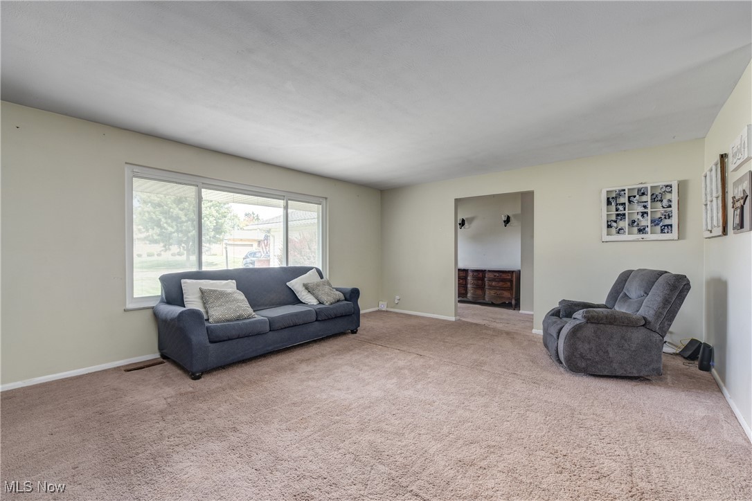 13765 Newton Road Cleveland, OH 44130 - Photo 7 of 42 Living area featuring light colored carpet and baseboards