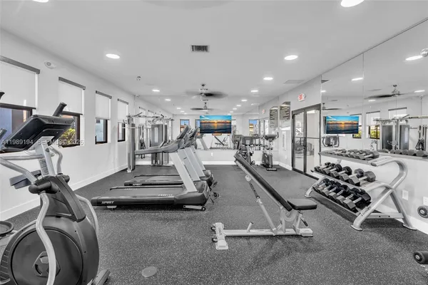 a view of a room with gym equipment