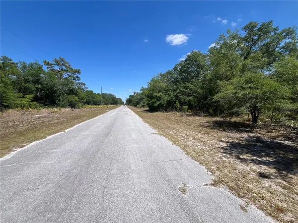 a view of a road with a yard
