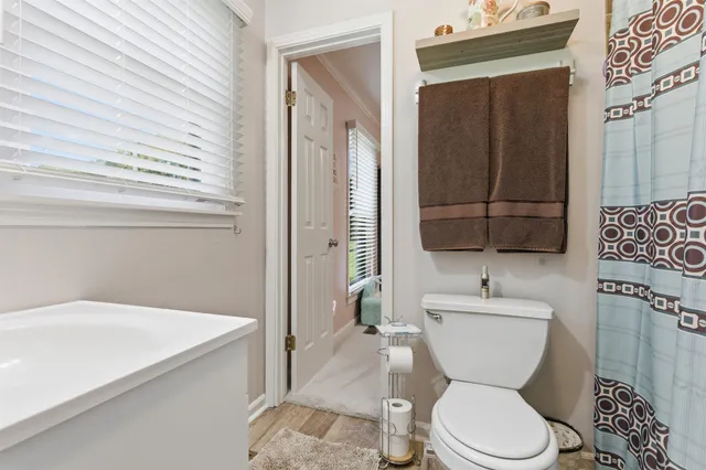 a bathroom with a toilet a sink and bathtub