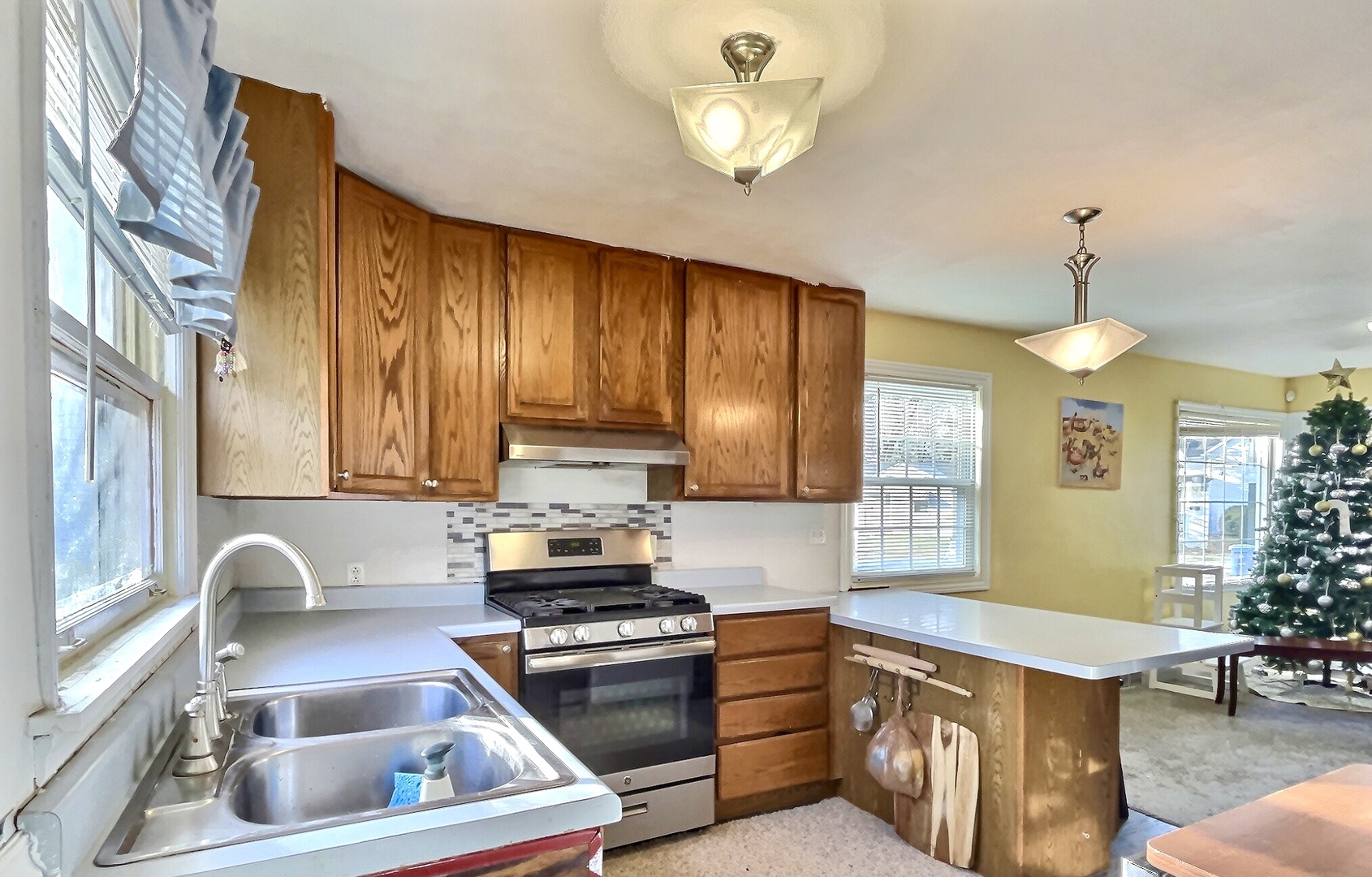 712 South 4th Street DeKalb, IL 60115 - Photo 4 of 25 a kitchen with a stove a sink and a refrigerator