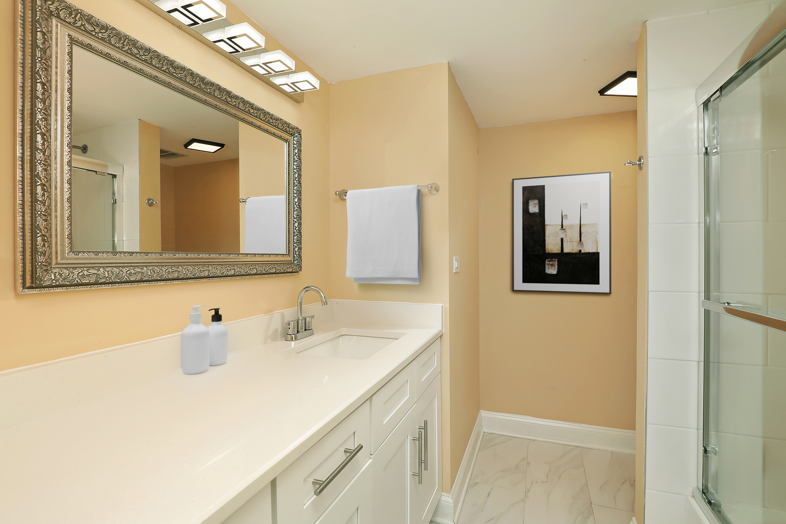 1621 Mission Hills Road, Unit 104 Northbrook, IL 60062 - Photo 11 of 29 a bathroom with a sink vanity and mirror