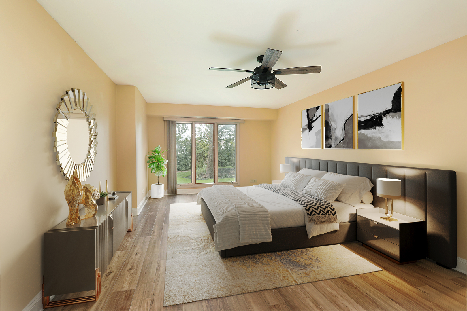 1621 Mission Hills Road, Unit 104 Northbrook, IL 60062 - Photo 12 of 29 a bedroom with a large bed couch and a window