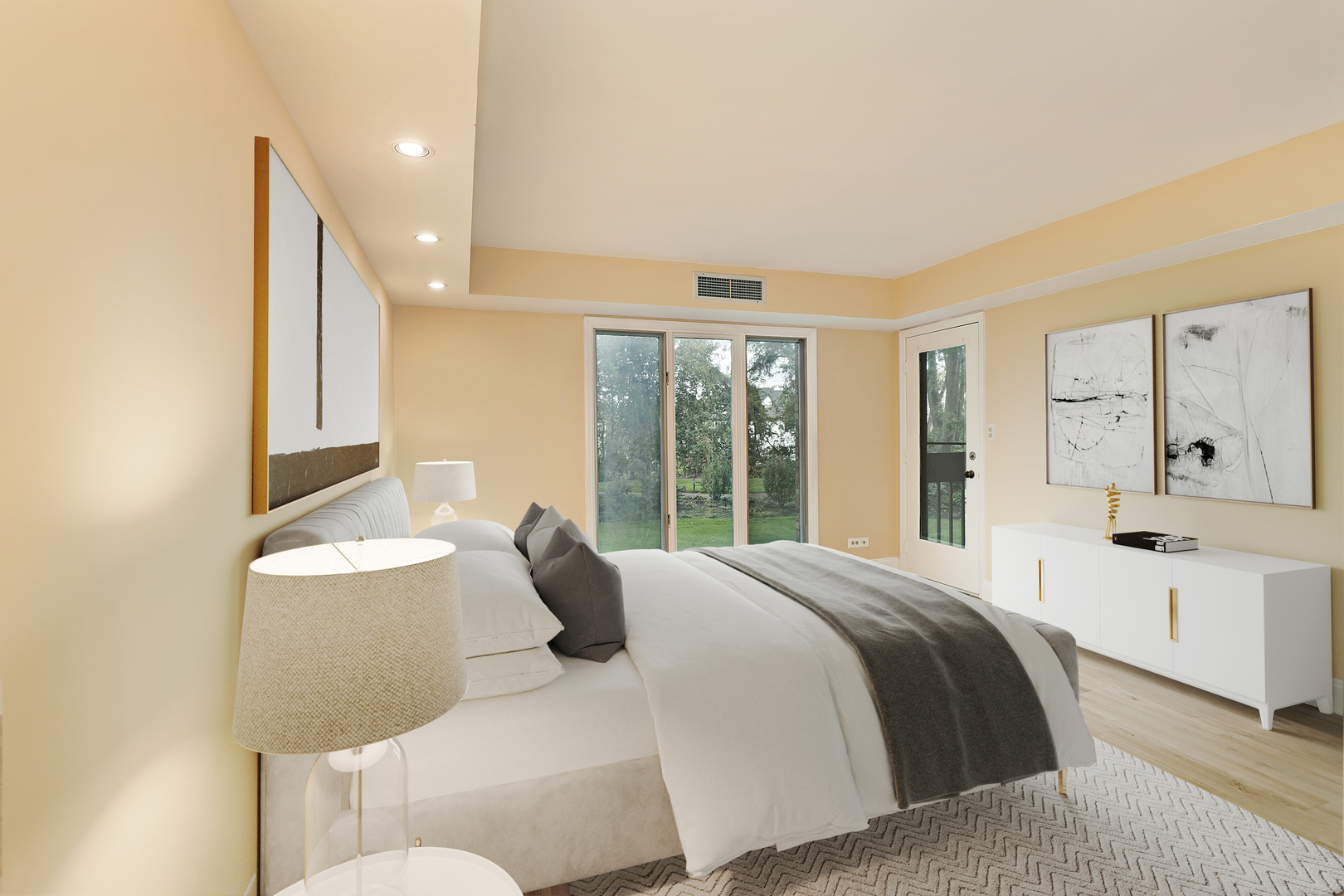 1621 Mission Hills Road, Unit 104 Northbrook, IL 60062 - Photo 15 of 29 a bedroom with a large bed and a couch