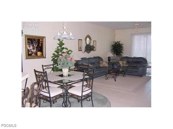 a dining room with furniture