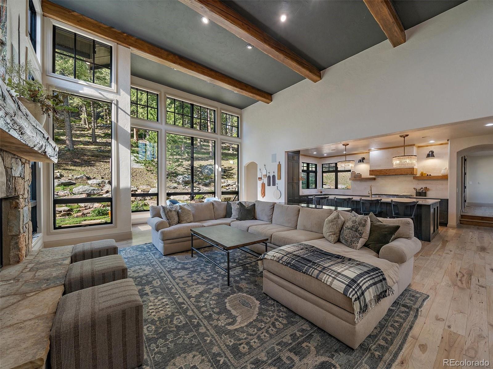 33442 Meadow Mountain Road Evergreen, CO 80439 - Photo 10 of 40 a living room with furniture and a large window