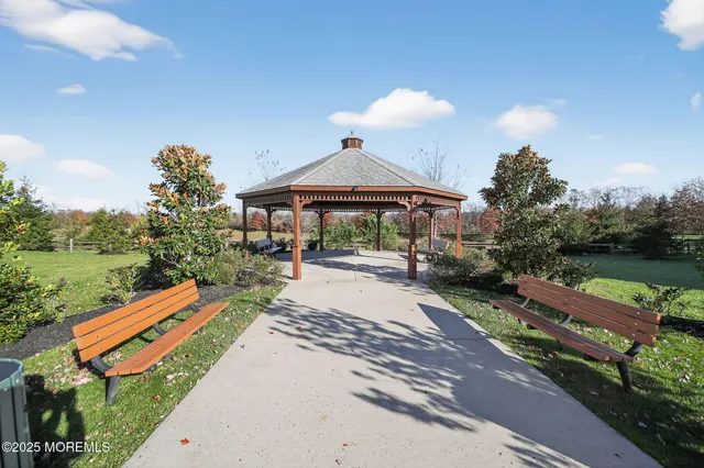 a view of a park with slide