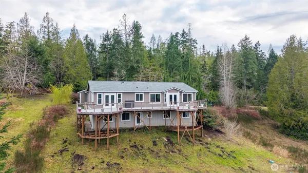 a view of a lake with a mountain in the background
