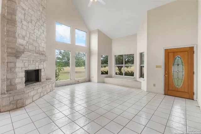 a view of a livingroom with a fireplace