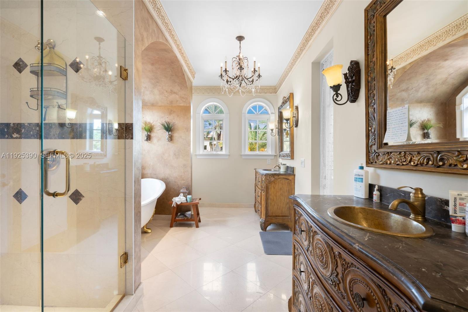 3406 Leigh Road Pompano Beach, FL 33062 - Photo 29 of 49 a en suite bathroom with a granite countertop sink mirror and shower