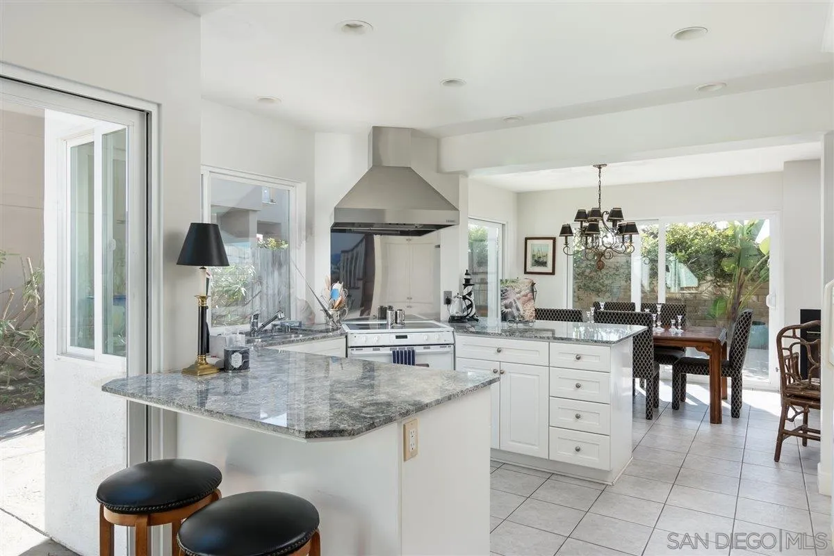 48 Half Moon Bend Coronado, CA 92118 - Photo 16 of 41 a kitchen with center island table and chairs in it