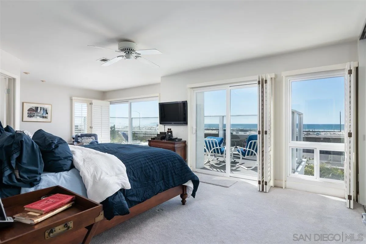 48 Half Moon Bend Coronado, CA 92118 - Photo 24 of 41 a spacious bedroom with a bed and glass window