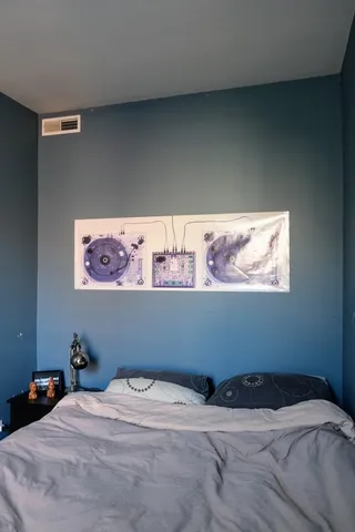 a room with a bed