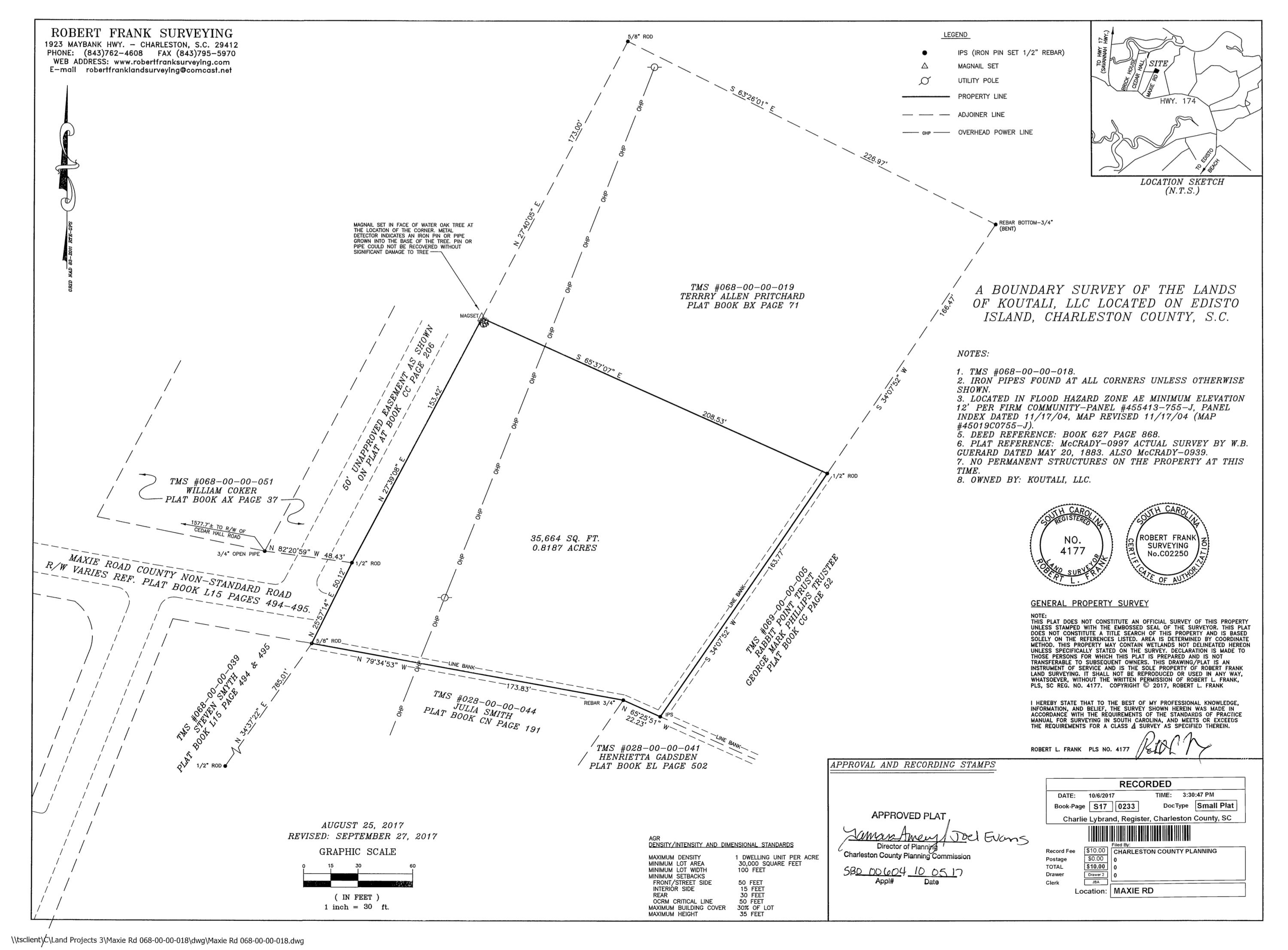 0 Maxie Road Edisto Island, SC 29438 - Photo 1 of 3 Maxie Road Plat copy