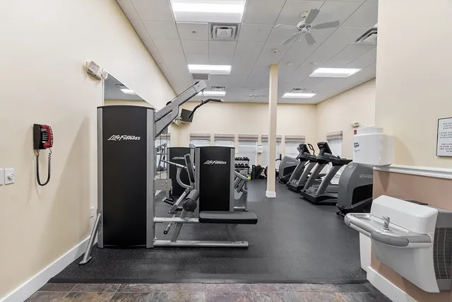 a view of a room with gym equipment