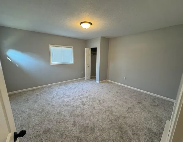 an empty room with a workbench