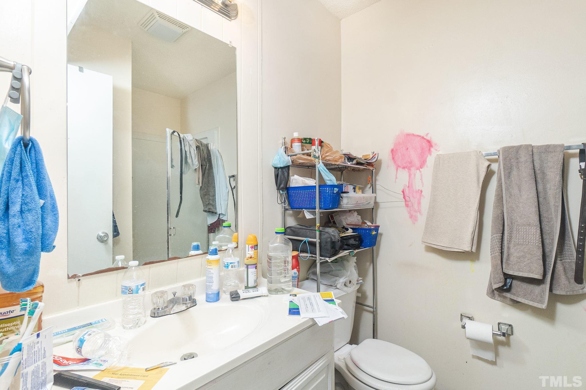 133 Bashford Road Raleigh, NC 27606 - Photo 21 of 45 a bathroom with a sink vanity mirror and toilet