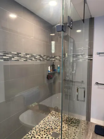 a bathroom with a shower