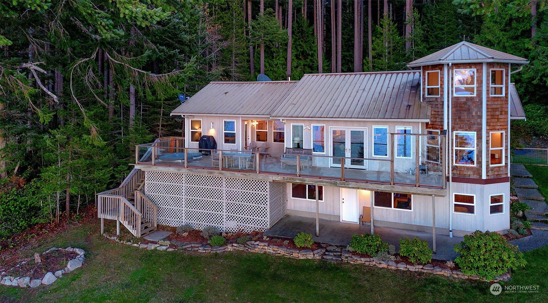 1313 Lopez Road Lopez Island, WA 98261 - Photo 2 of 31 a aerial view of a house next to a yard