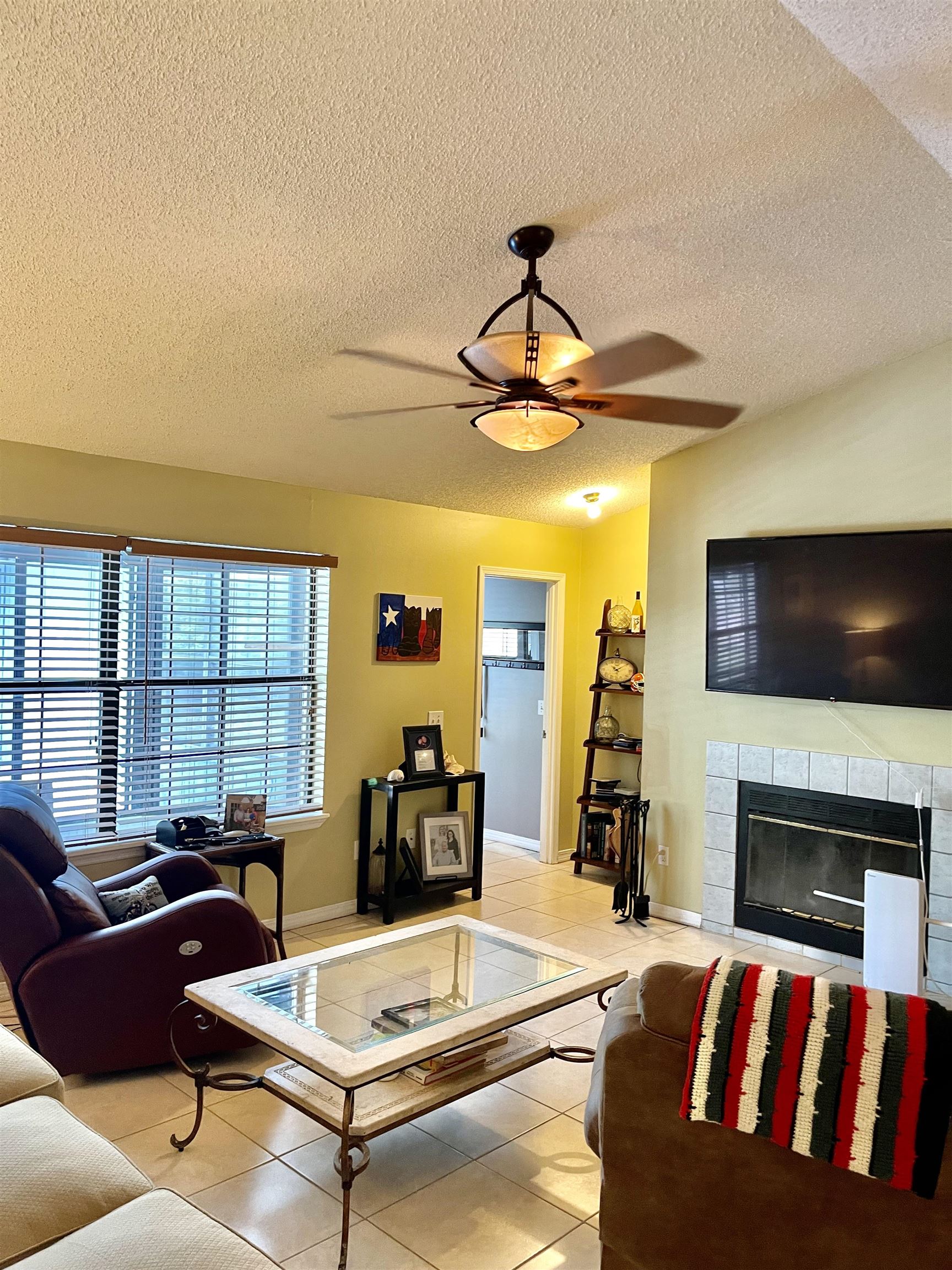209 Gerona Road St. Augustine, FL 32086 - Photo 6 of 23 a living room with furniture a flat screen tv and a fireplace