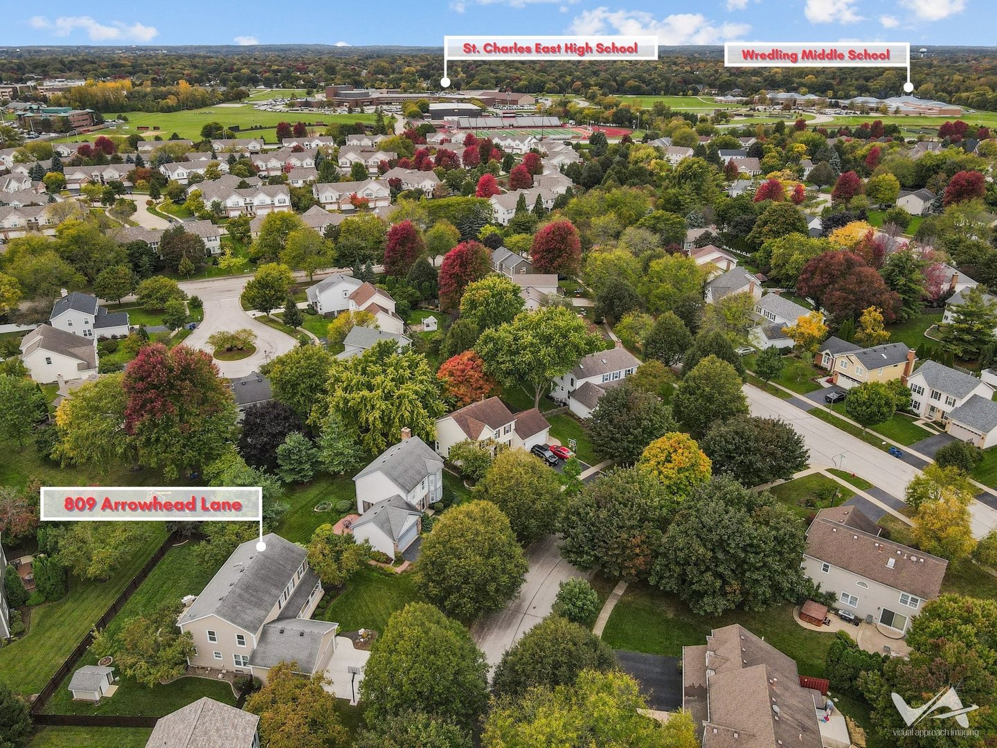 809 Arrowhead Lane St. Charles, IL 60174 - Photo 34 of 38 an aerial view of a city