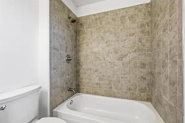 a bathroom with a bathtub