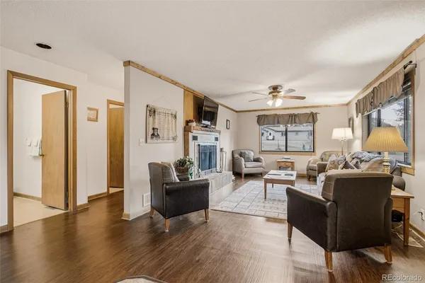 a living room with furniture window and wooden floor