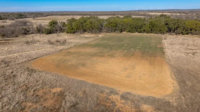 a view of a field with an ocean view
