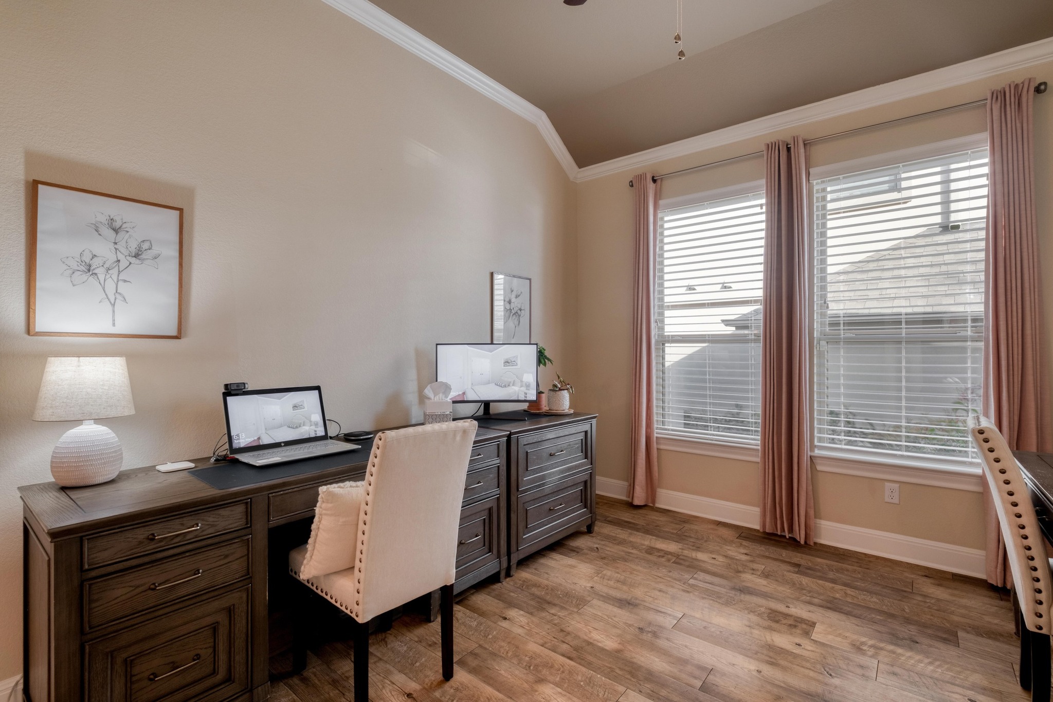 3204 Venezia View Leander, TX 78641 - Photo 10 of 28 Formal Dining Room with decorative molding, luxury vinyl flooring and natural light staged as Home Office