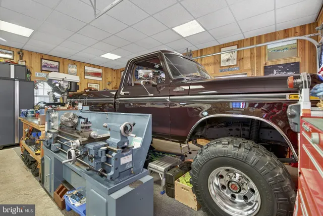 an aerial view of residential building with parking space