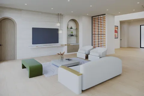 a living room with furniture