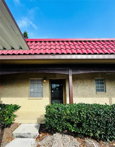 a view of a wooden door of a building
