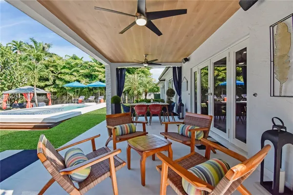 a outdoor space with furniture