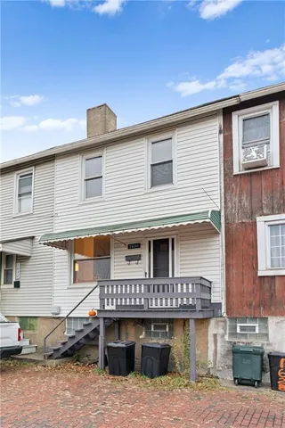 a view of a wooden balcony