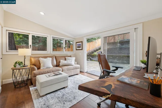 a view of a backyard with a trees