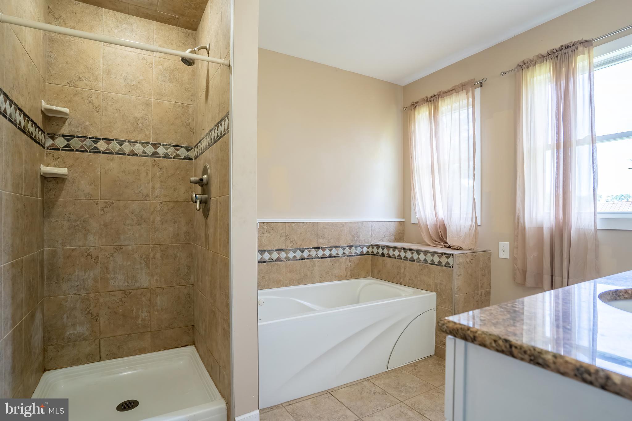 74 Woods Road Hightstown, NJ 08520 - Photo 30 of 57 a bathroom with a granite countertop bathtub shower and a sink