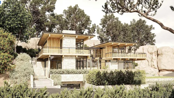 a front view of a house with a yard