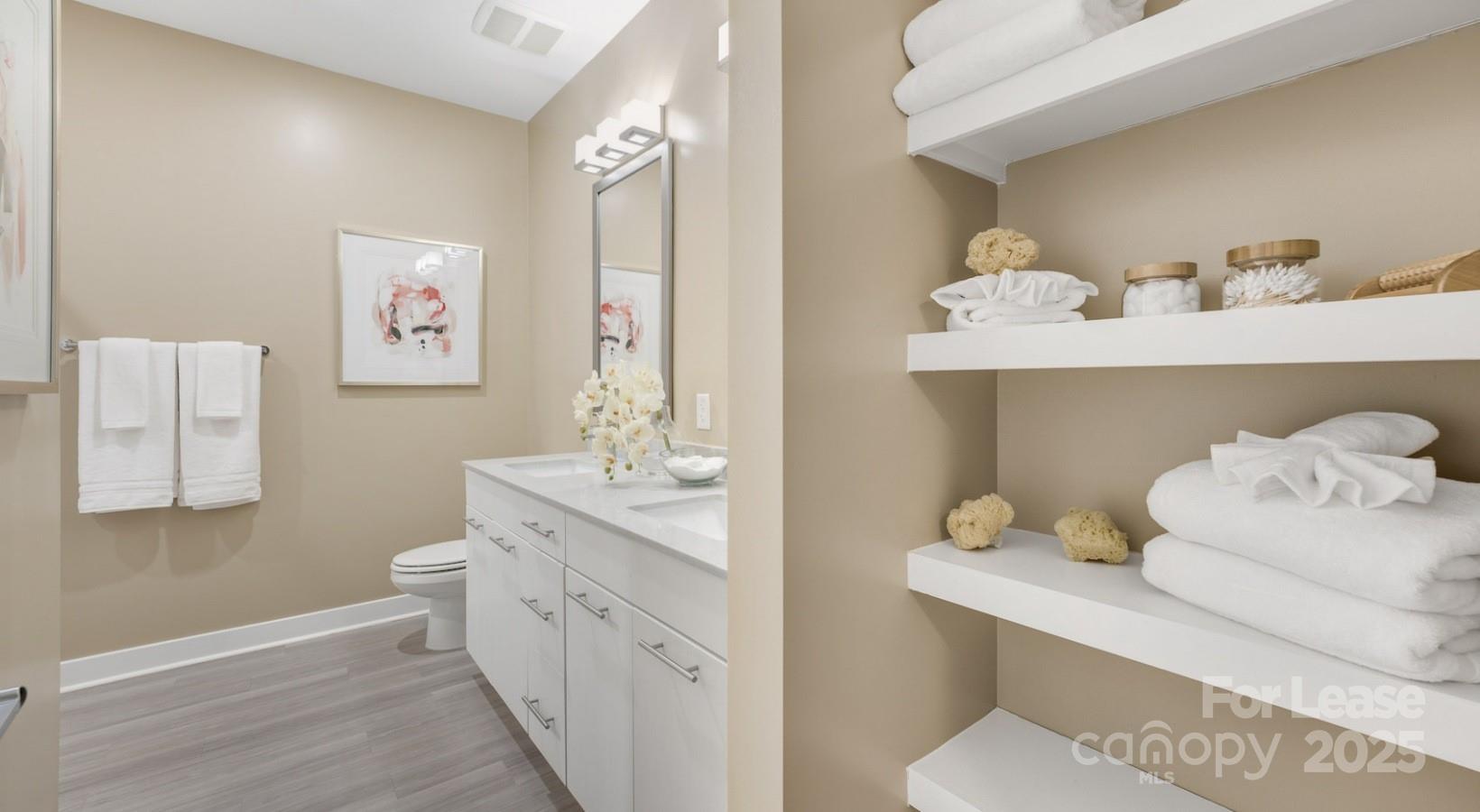 4010 Waiting Street, Unit B1 Matthews, NC 28105 - Photo 20 of 38 a bathroom with a sink mirror vanity and toilet